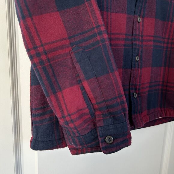 J Crew Crewcuts Boys Sz 14 Flannel Sherpa Lined Jacket Plaid Shacket Navy Red - Picture 3 of 13